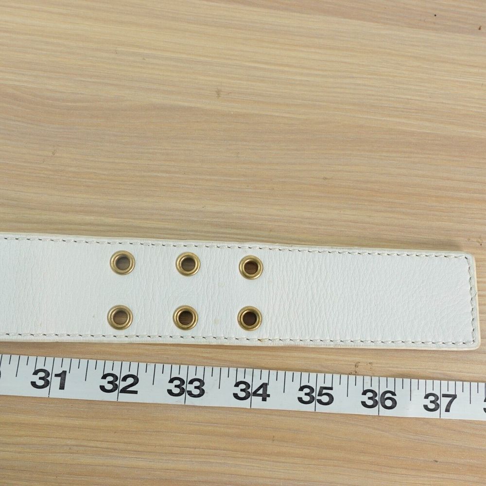 CELINE Belt 80 32 Small Western Equestrian Rugby Gold Buckle Logo RARE 2004 Y2K - Picture 7 of 16